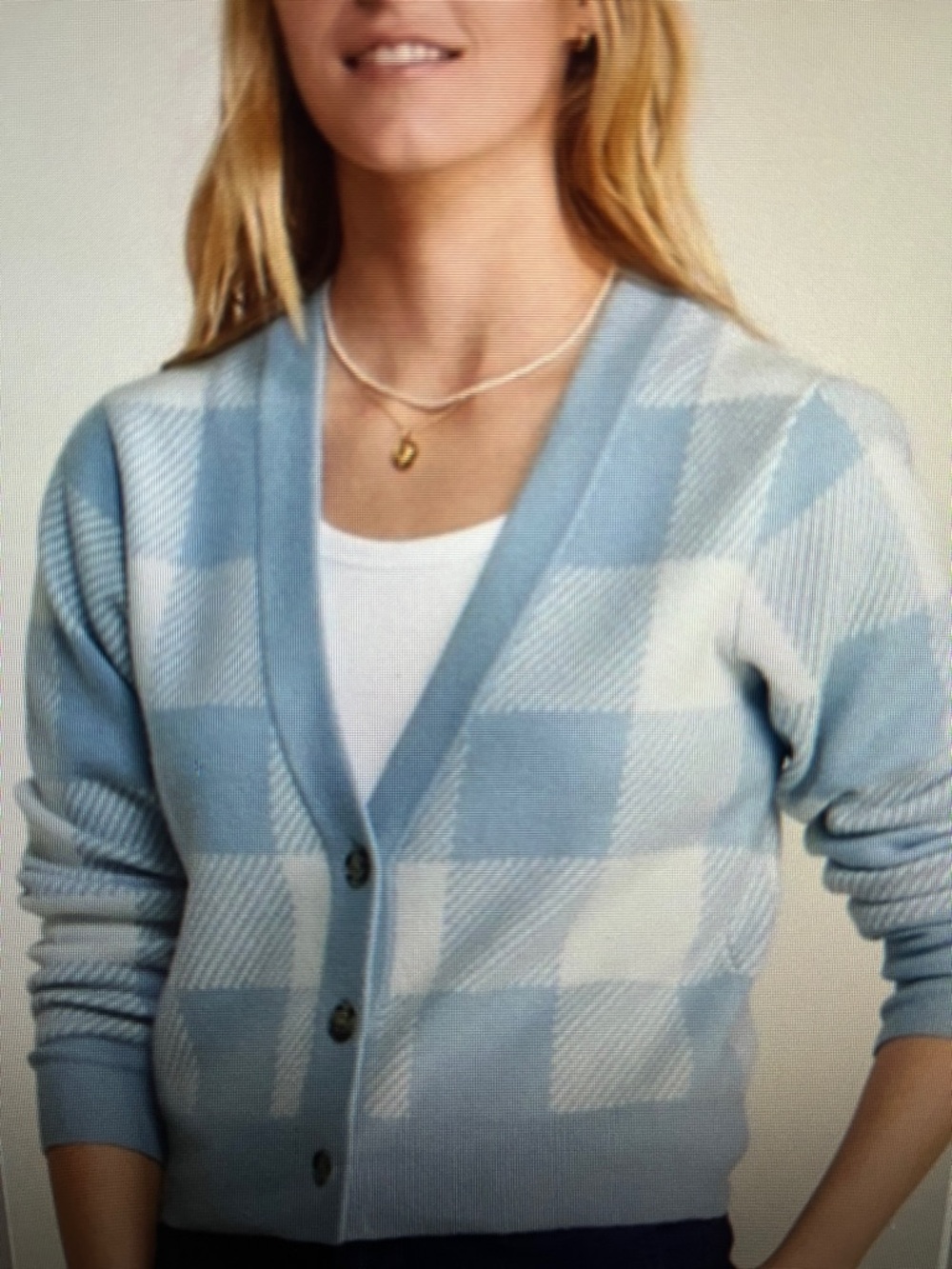 Vineyard Vines 100% cashmere Gingham Cardigan Sweater Light Blue Size XXS